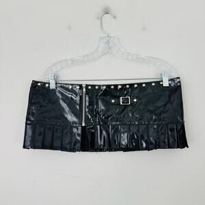 Elegant Moments Black Leather Studded Skirt Short Intimates Women’s Size L